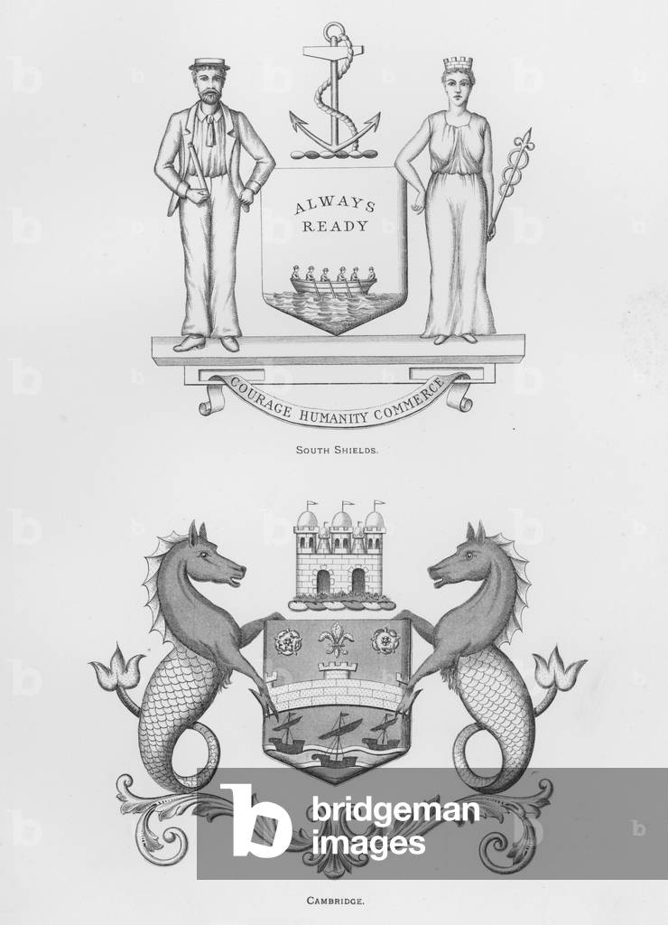 Public arms: South Shields; Cambridge (engraving)
