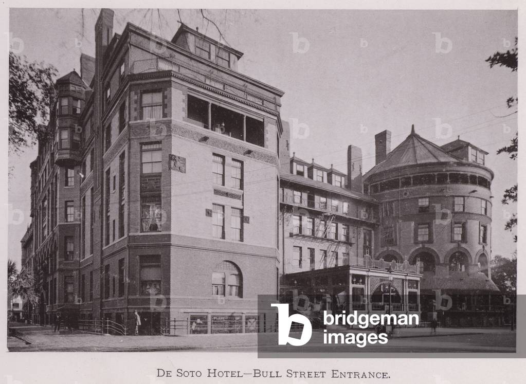 De Soto Hotel, Bull Street Entrance (b/w photo)