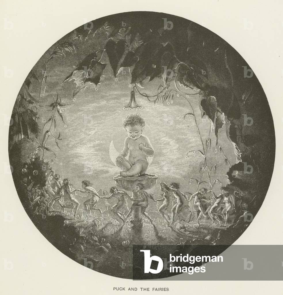 Puck and the Fairies, scene from 'A Midsummer Night's Dream', 19th century (engraving)