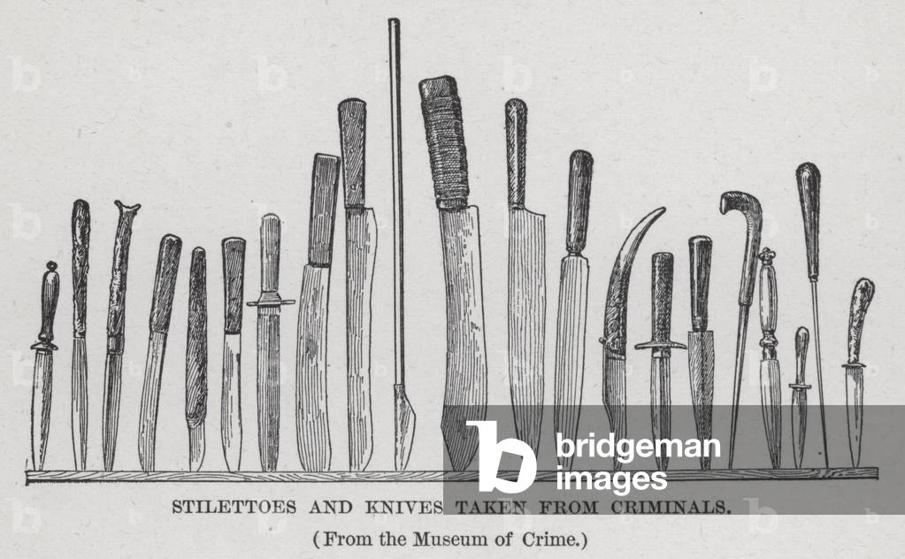 Stilettoes and Knives taken from Criminals (litho)