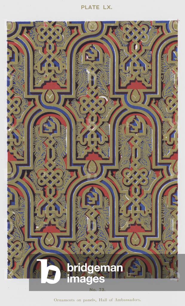 Ornaments on panels, Hall of Ambassadors (colour litho)