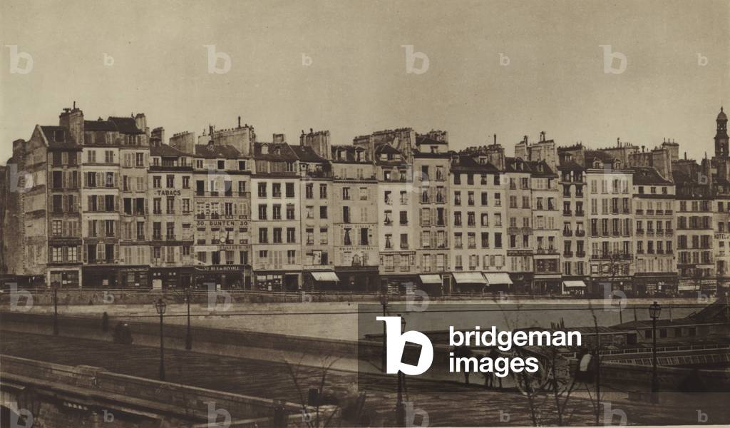 Quai Le Pelletier vers 1855, maintenant partie du quai de Gesvres (b/w photo)