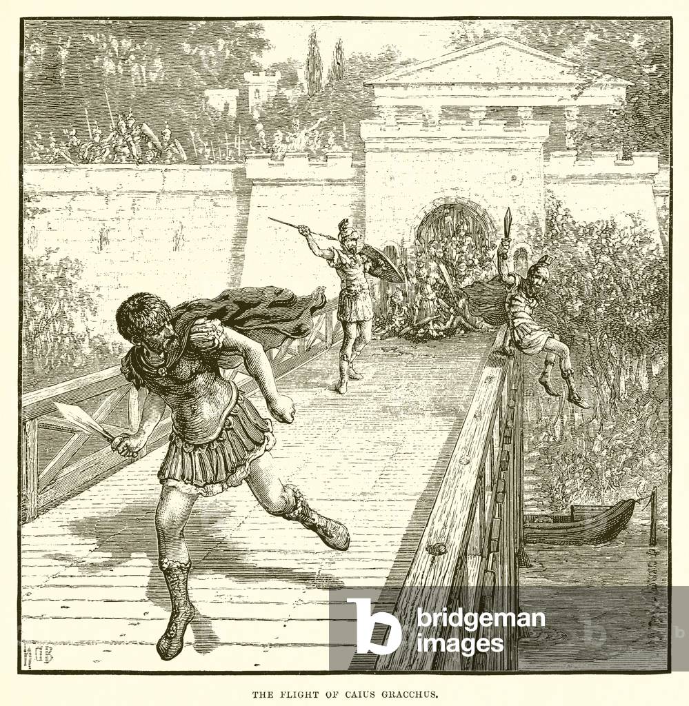 The flight of Caius Gracchus (engraving)