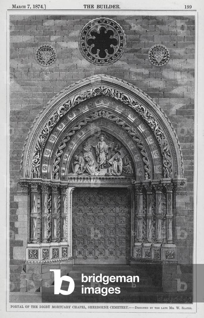 Portal of the Digby Mortuary Chapel, Sherborne Cemetery (engraving)