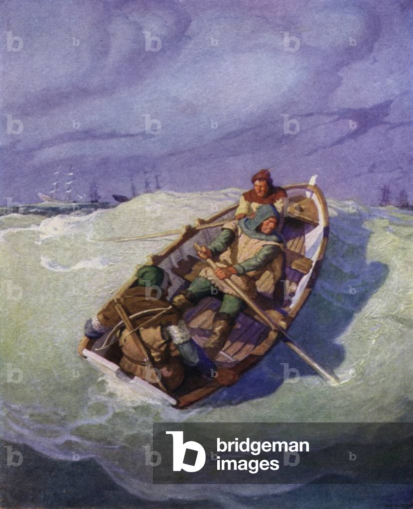 Illustration for The Black Arrow by Robert Louis Stevenson (colour litho)