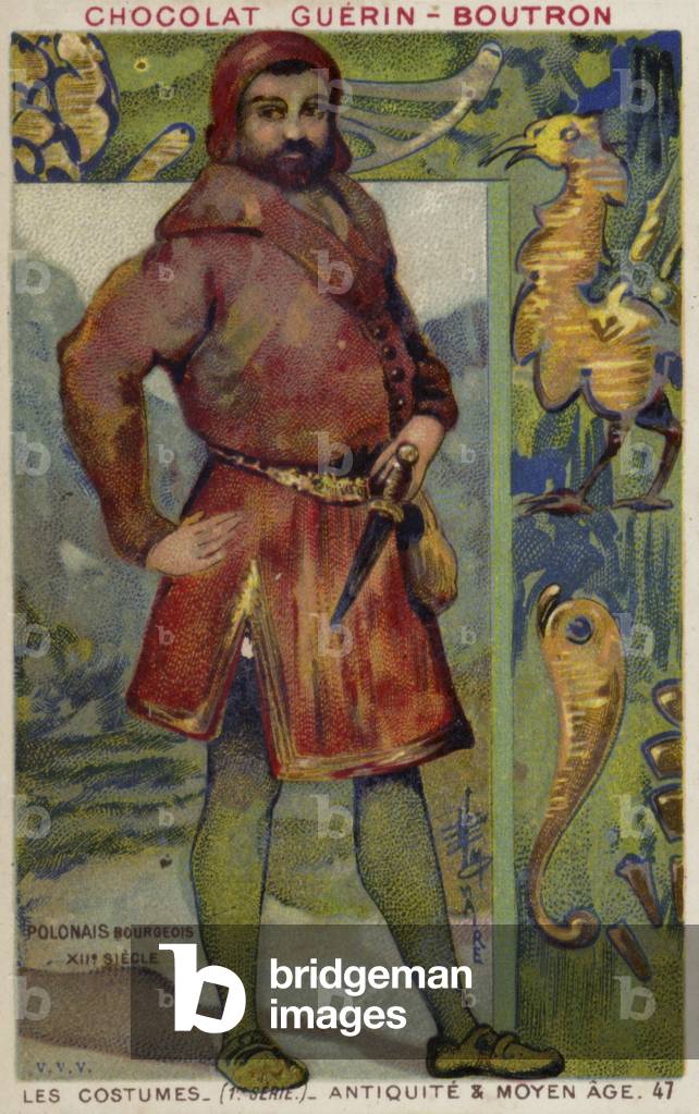 Polish bourgeois costume, 12th Century (chromolitho)