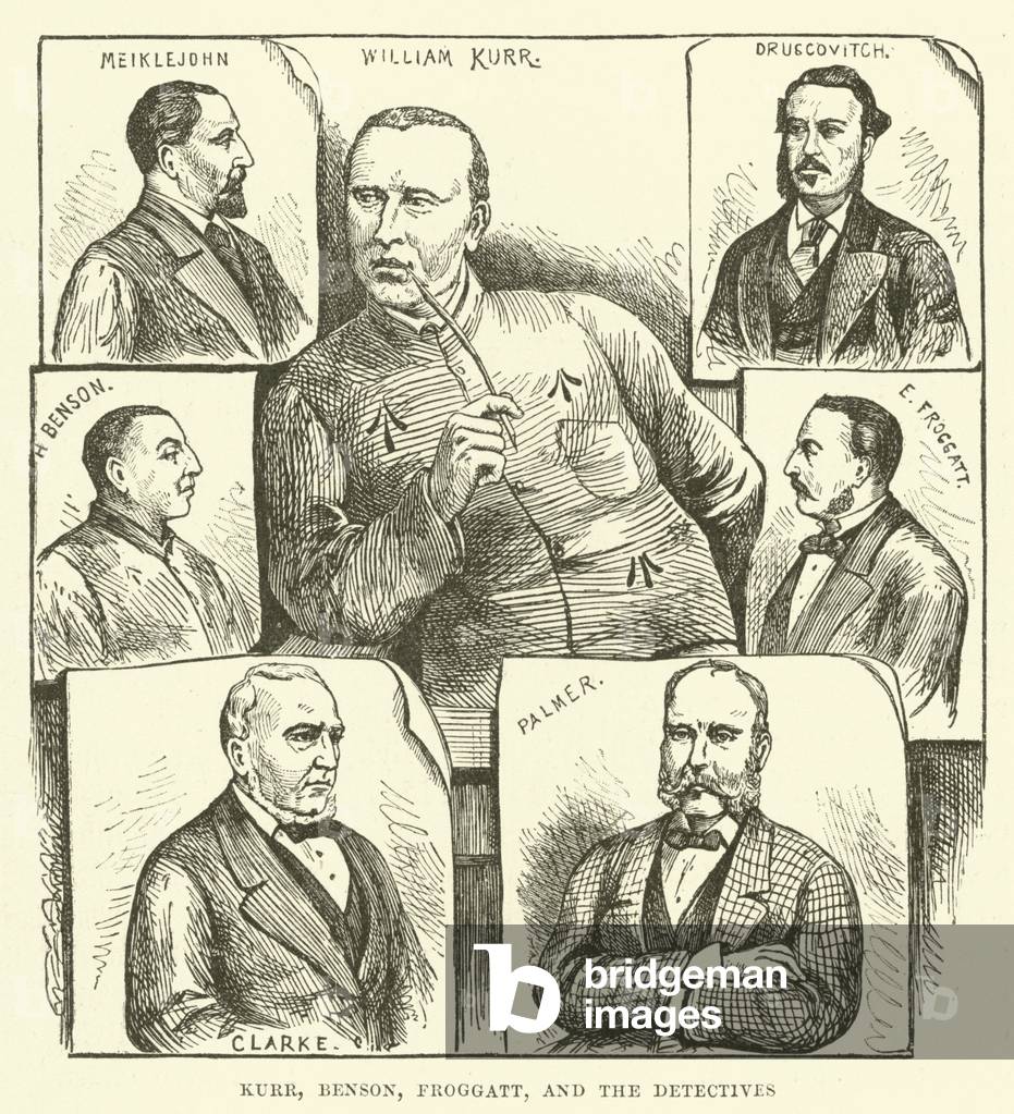 Kurr, Benson, Froggatt, and the detectives (engraving)