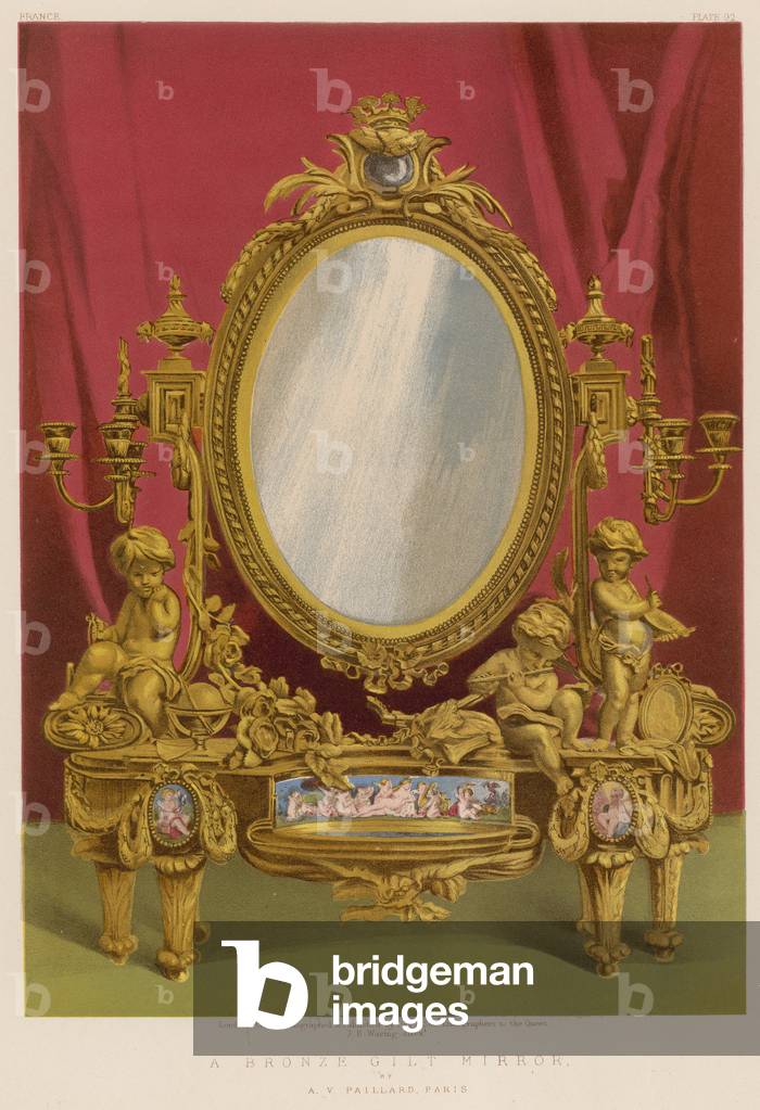 A Bronze Gilt Mirror by A V Paillard, Paris (chromolitho)
