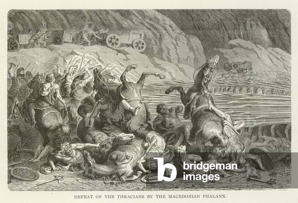 Defeat of the Thracians by the Macedonian Phalanx (engraving)