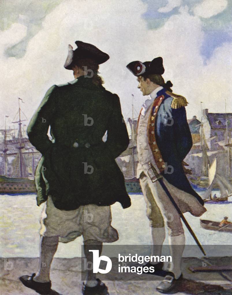 On the Sea Wall with John Paul Jones (colour litho)