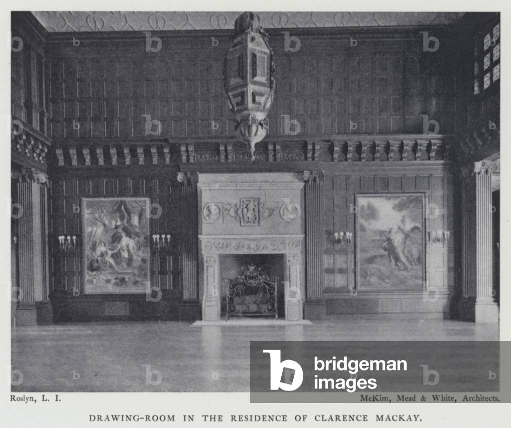 Drawing-Room in the Residence of Clarence Mackay (b/w photo)