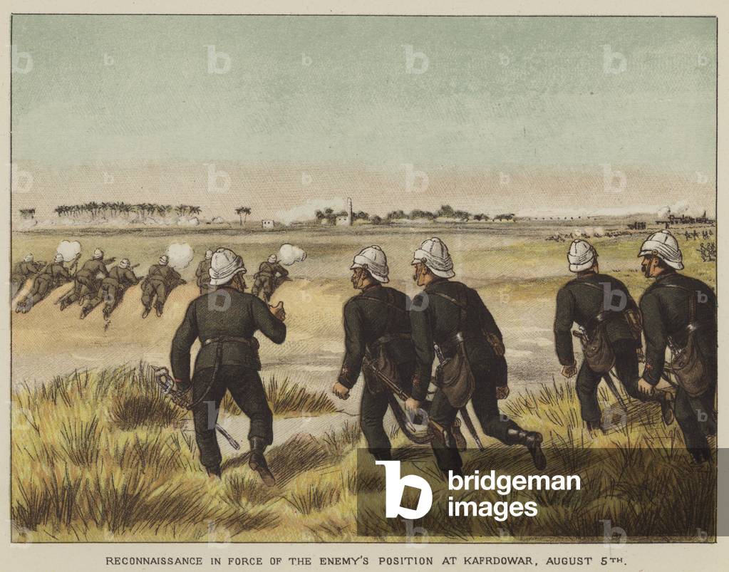 Reconnaissance in force of the enemy's position at Kafrdowar, 5 August (colour litho)