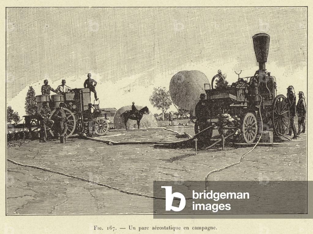 Un parc aerostatique en campagne (engraving)