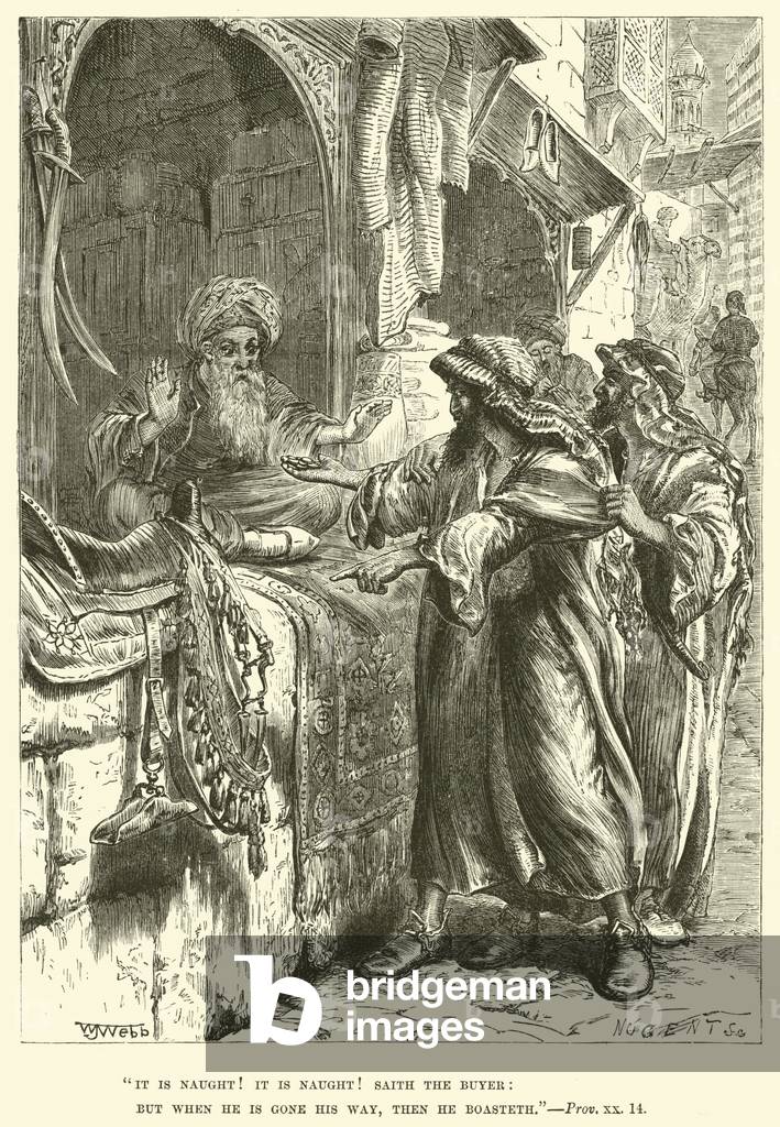 It is naught! It is naught! Saith the buyer, but when he is gone his way, then he boasteth (engraving)