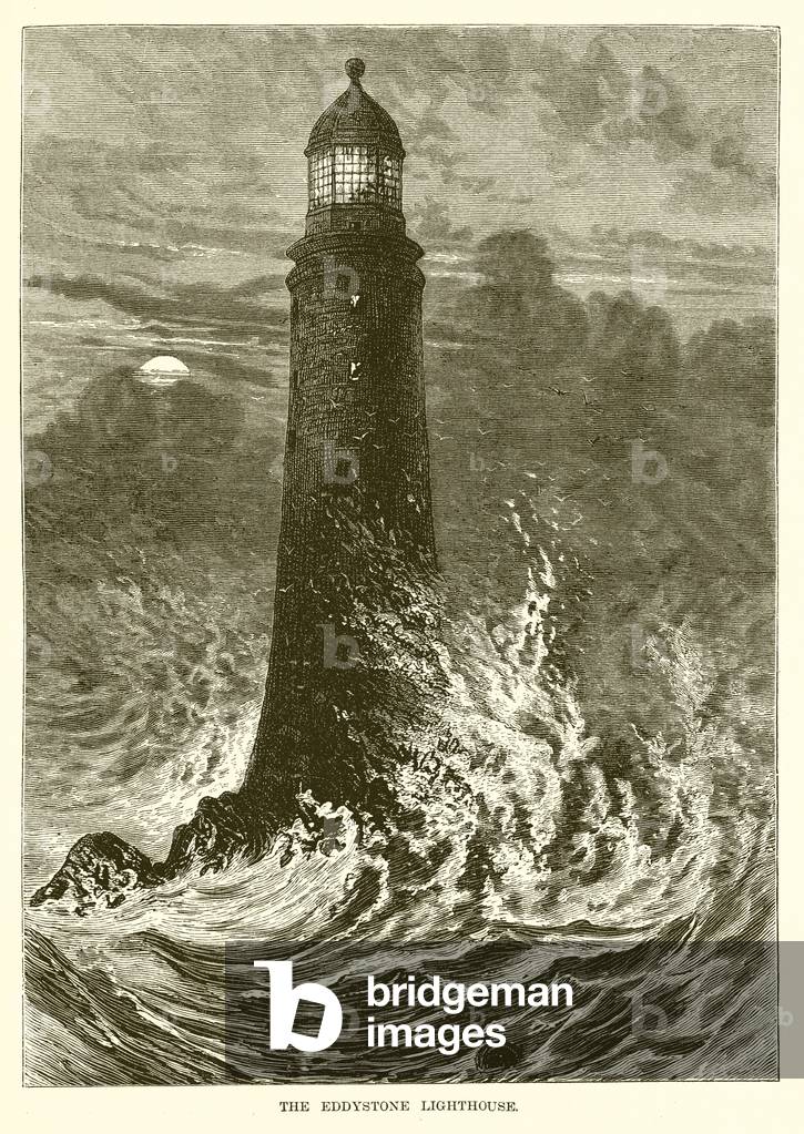 The Eddystone Lighthouse, 1890 (engraving)