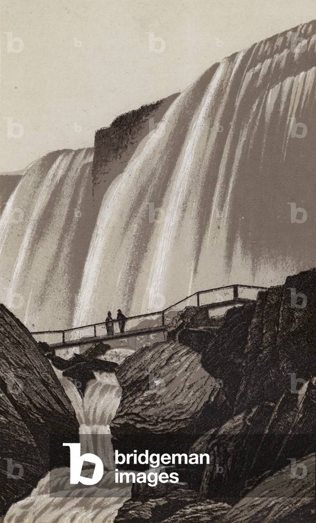 Niagara Falls: Whirlwind Bridge, Cave of the Winds (litho)