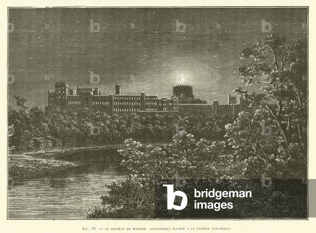 Le Chateau De Windsor (Angleterre) Eclaire A La Lumiere Electrique (engraving)
