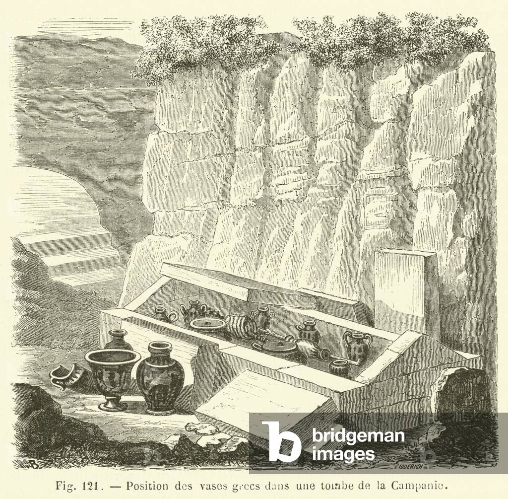 Position des vases grecs dans une tombe de la Campanie (engraving)