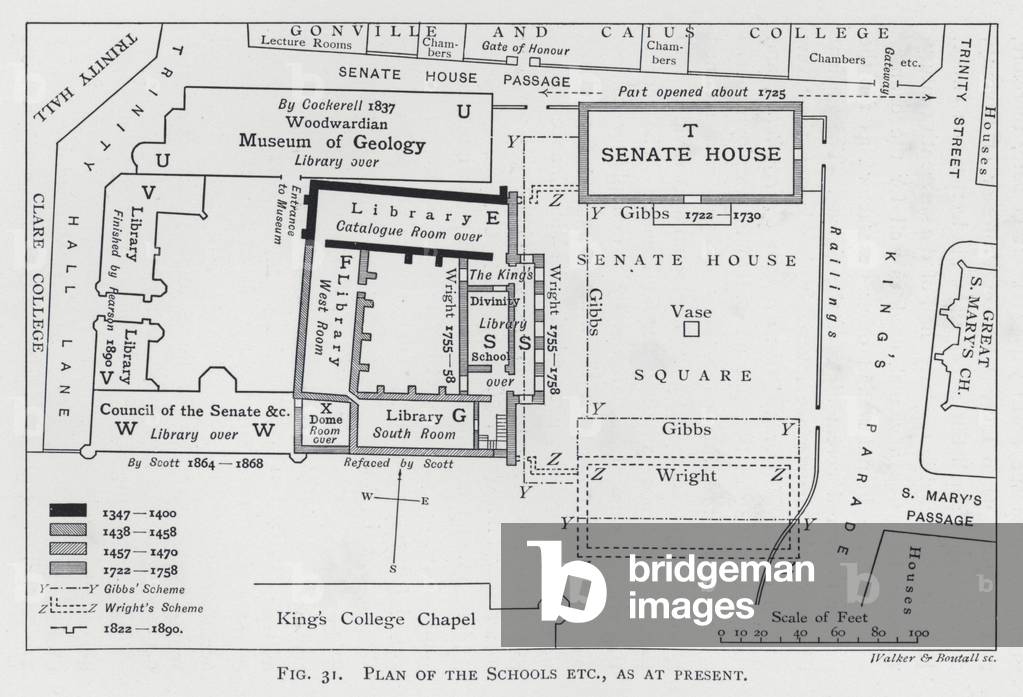 Plan of the Schools etc, as at present (engraving)
