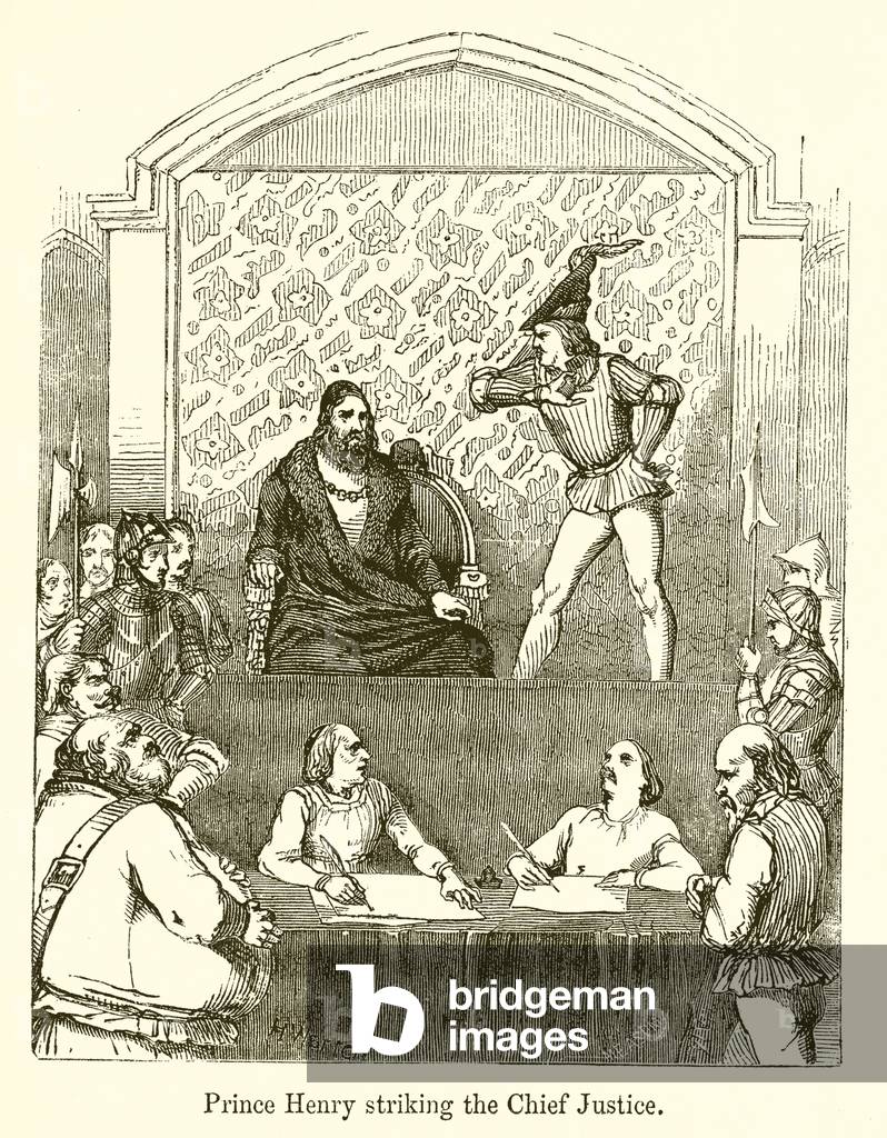 Prince Henry Striking the Chief Justice, illustration for 'Stories selected from the History of England', 1854 (engraving)
