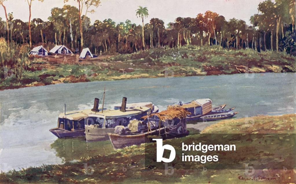 A Military Encampment on a reach of the Upper Amazon, three thousand miles from the Sea (colour litho)