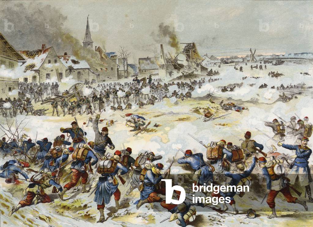Battle of Bapaume, Franco-Prussian war, 3 January 1870 (chromolitho)