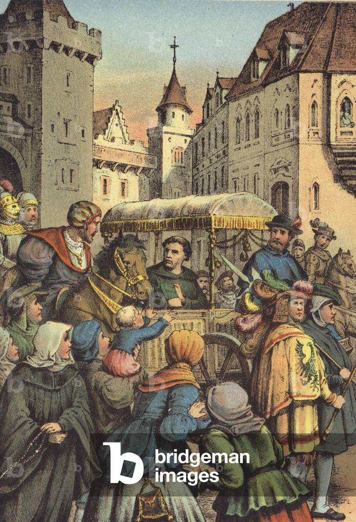Luthers entry into Worms (chromolitho)