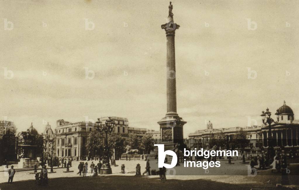 Nelson's Monument, Trafalgar Square, London (b/w photo)