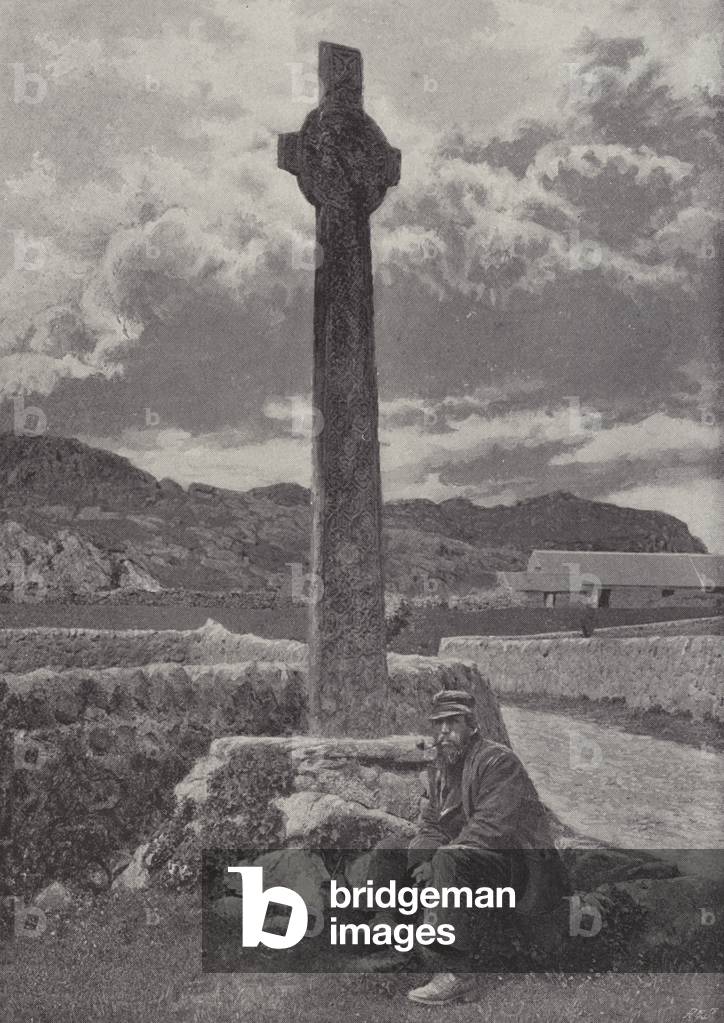 Maclean's Cross, Iona (b/w photo)