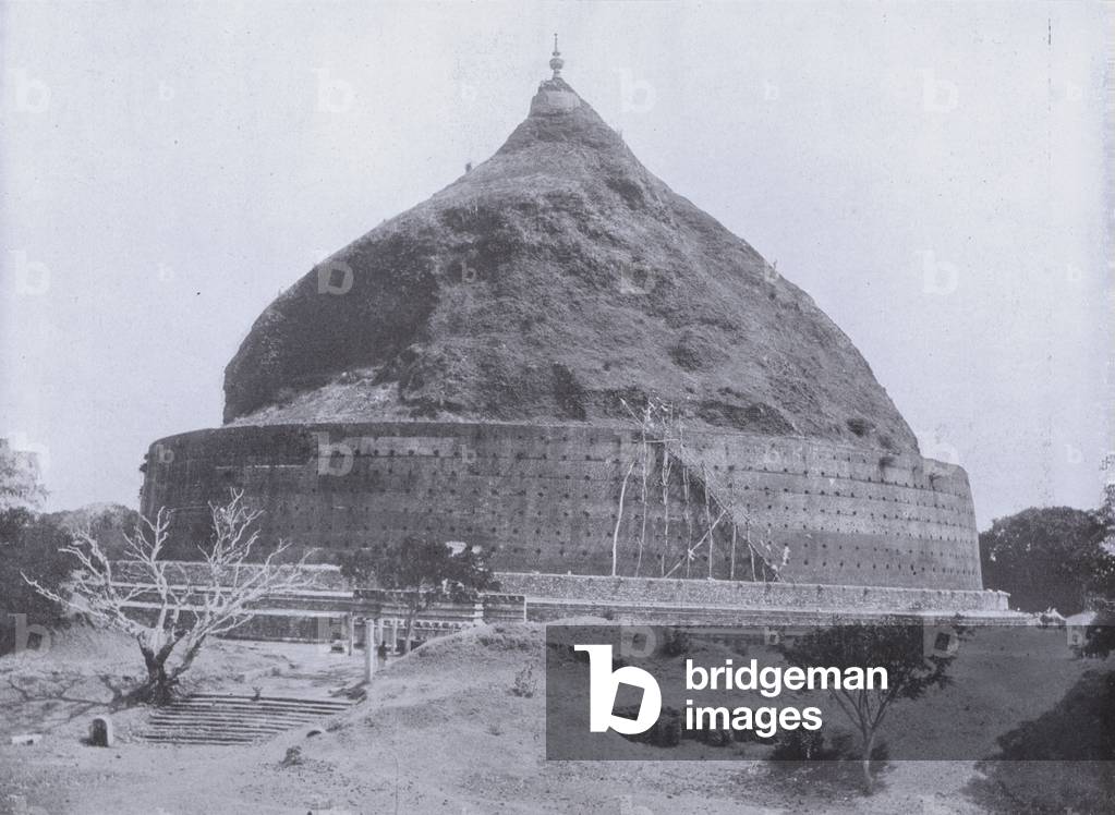 The Ruined Cities of Anuradhapura, Ruanwella Dagoba, showing Elephant Platform (b/w photo)
