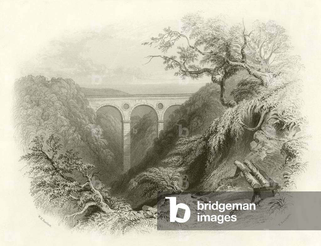 The Peaths Bridge and Ravine, Berwickshire (engraving)