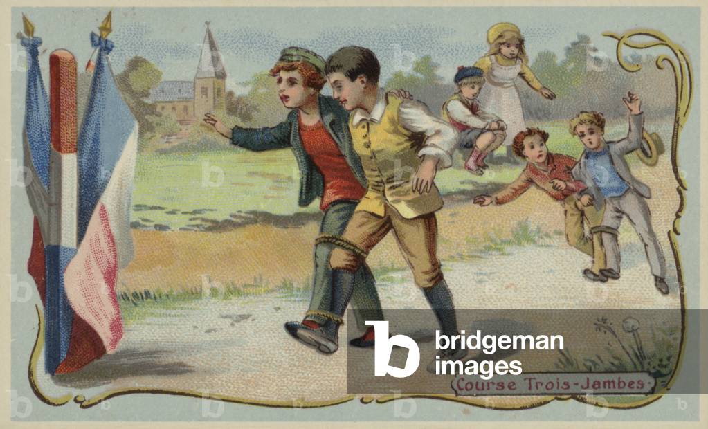Three-legged race (chromolitho)