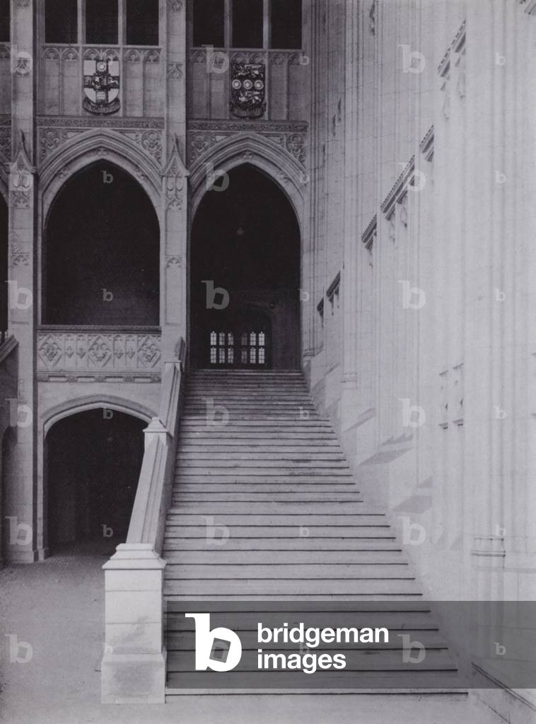 One of the two Flights of Stairs in the Great Entrance Hall (b/w photo)
