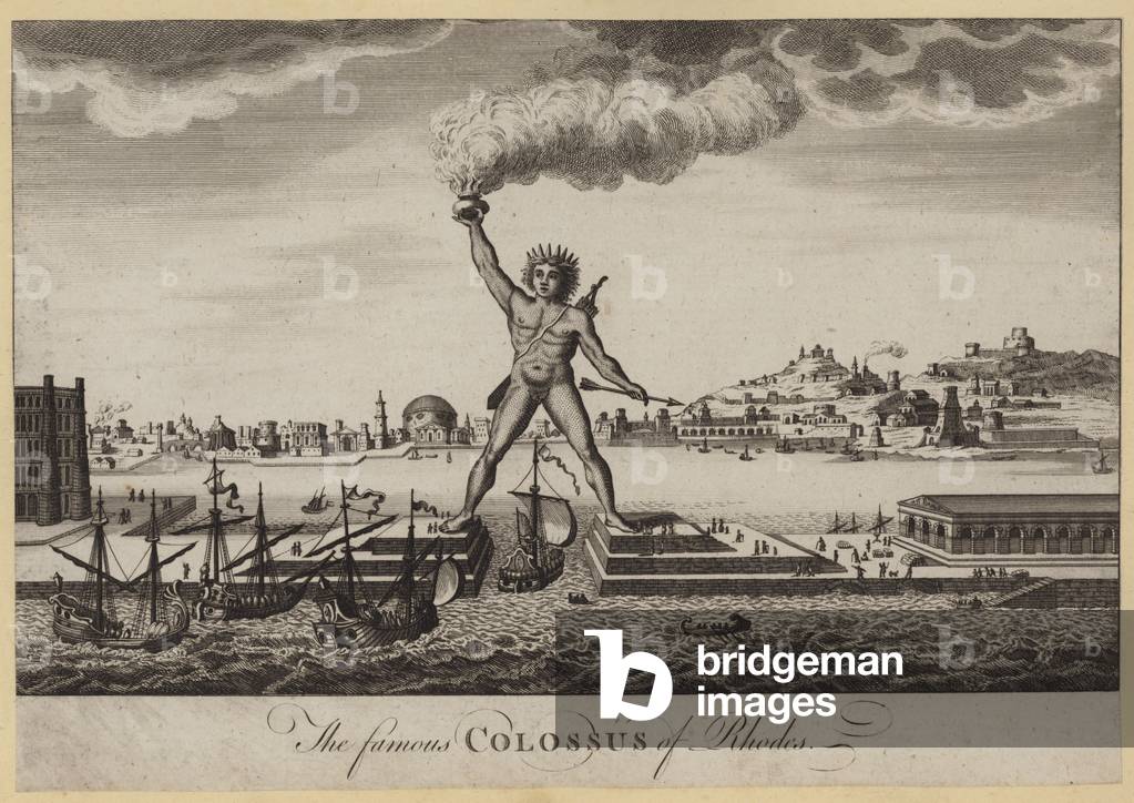 The famous Colossus of Rhodes (engraving)