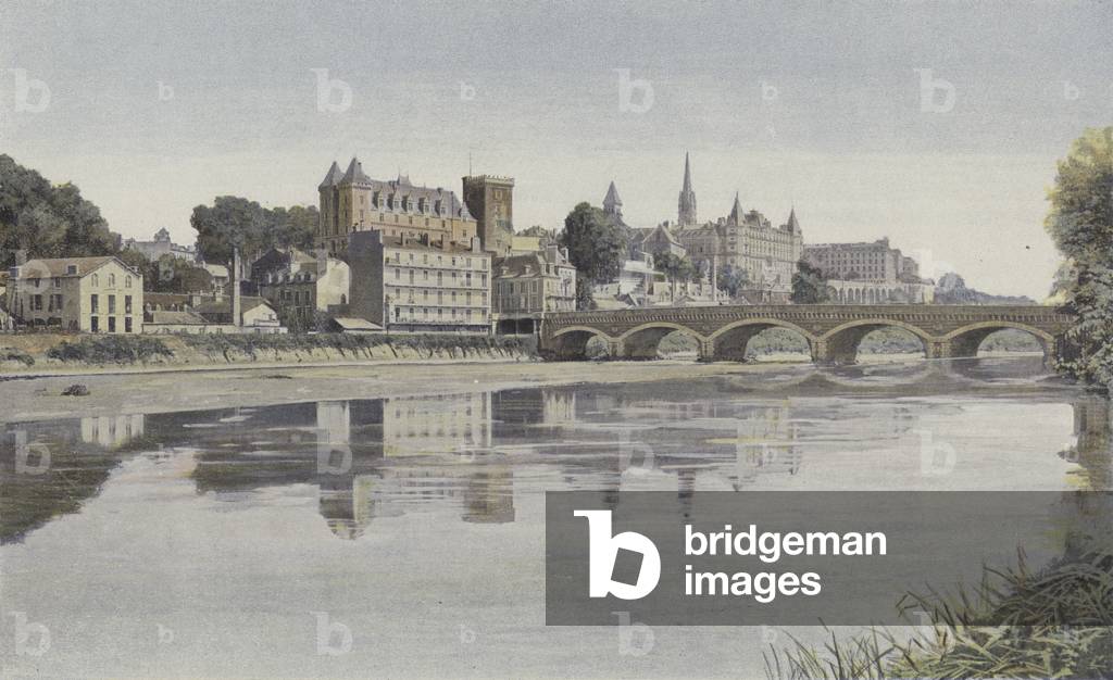 Pau, Vue generale, prise de la rive g du Gave (colour photo)