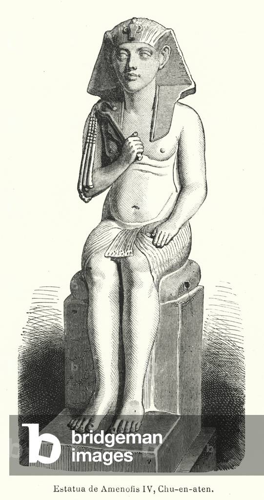 Statue of the Ancient Egyptian Pharaoh Amenhotep IV (Akhenaten) (litho)