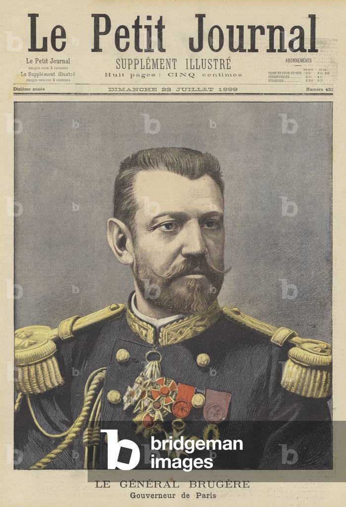 General Brugere, Military Governor of Paris (colour litho)