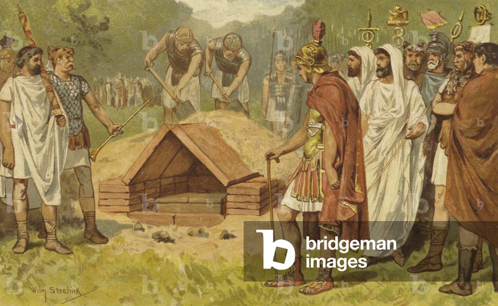 Roman burial (colour litho)