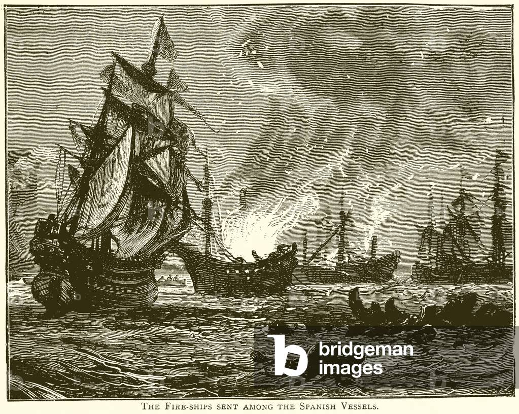 The Fire-Ship sent among the Spanish Vessels (engraving)