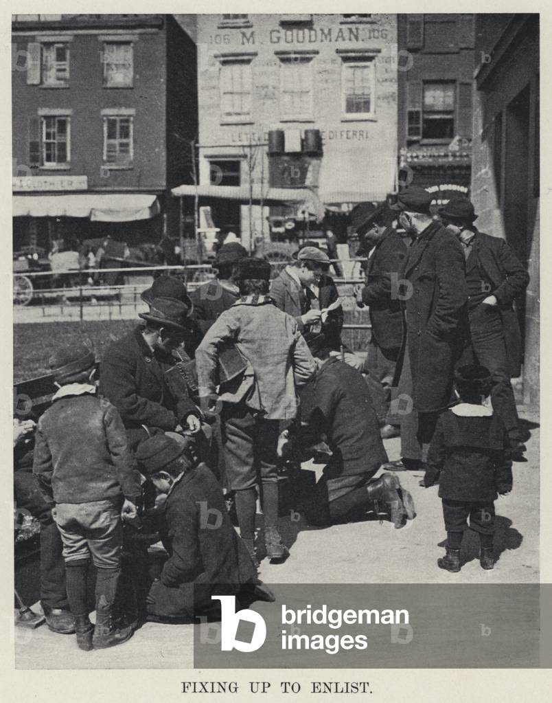 Fixing up to Enlist (b/w photo)