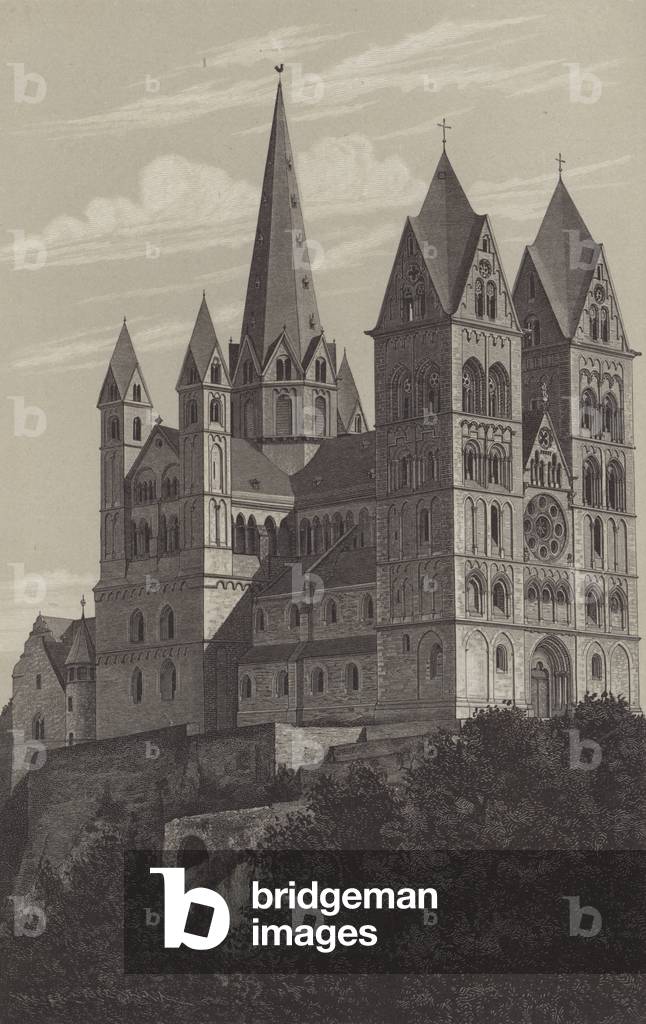 Limburg Cathedral, Hesse, Germany (litho)