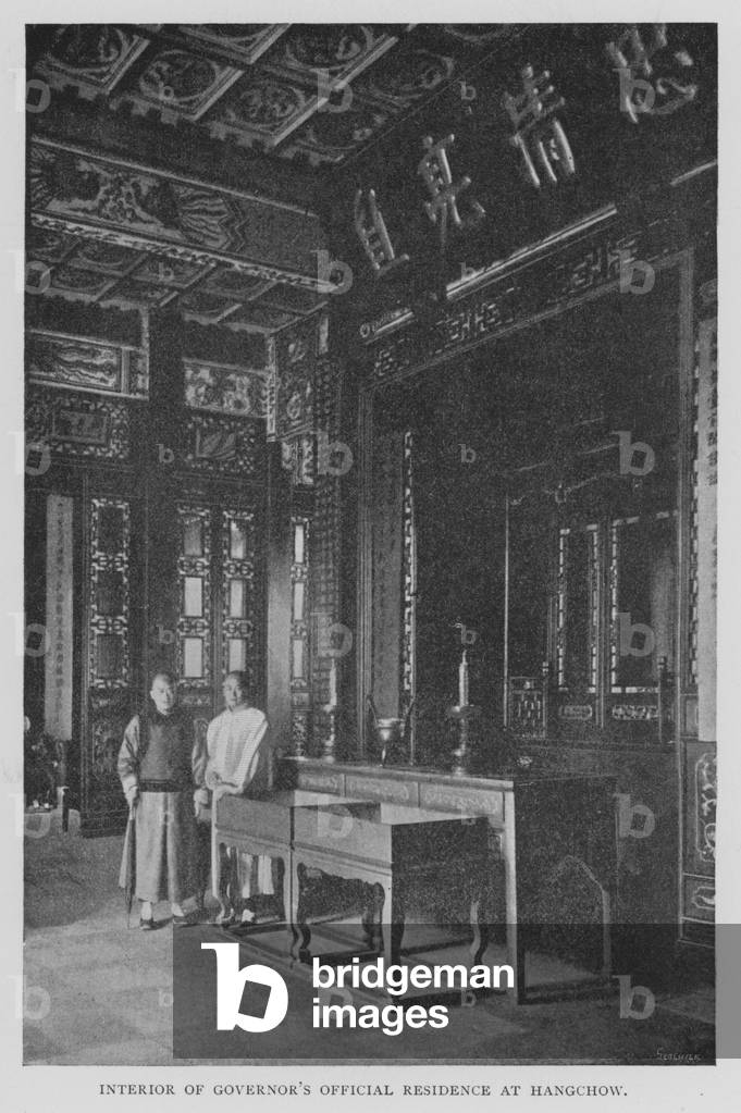 Interior of Governor's Official Residence at Hangchow (b/w photo)
