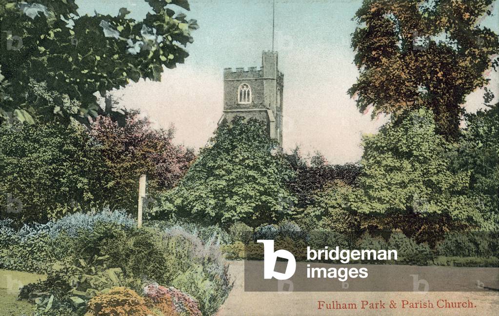 Fulham park and parish church (colour photo)