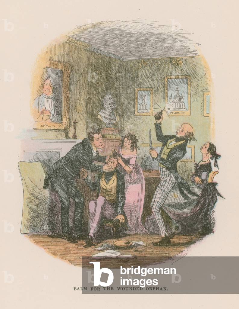 Illustration for Martin Chuzzlewit (colour litho)