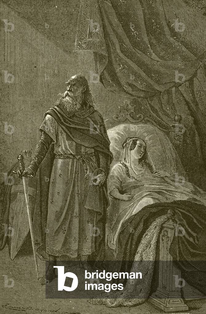 The Queen Margaret and the old knight (engraving)