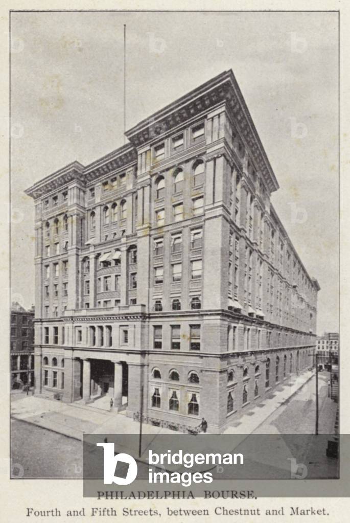 Philadelphia: Philadelphia Bourse, Fourth and Fifth Streets, between Chestnut and Market (b/w photo)