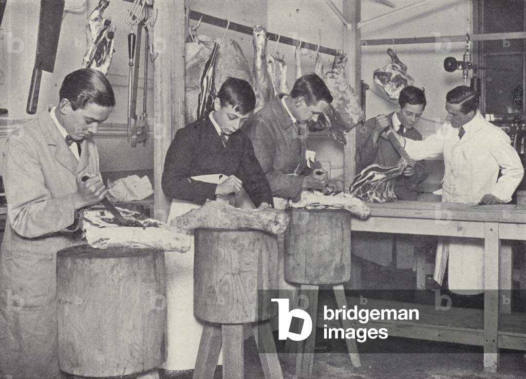 Smithfield Institute, Practical Work in Boning out (b/w photo)