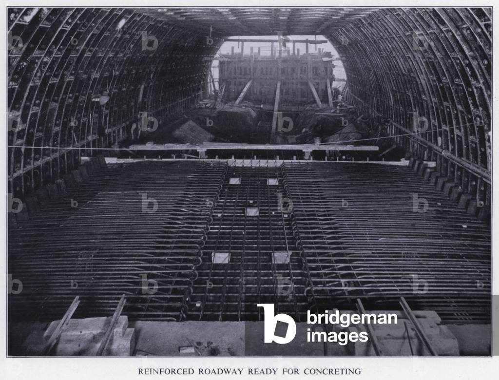 Mersey Tunnel: Reinforced Roadway ready for Concreting (b/w photo)