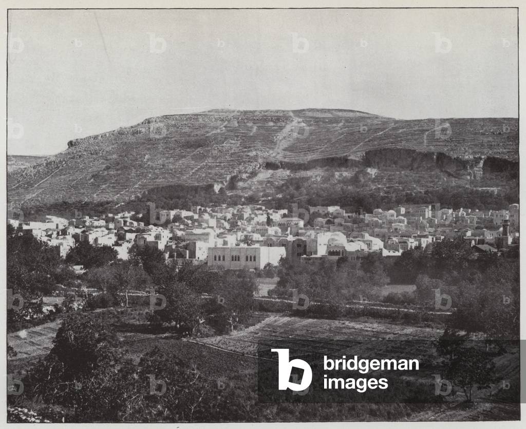 Naplouse and Mount Garizim (b/w photo)