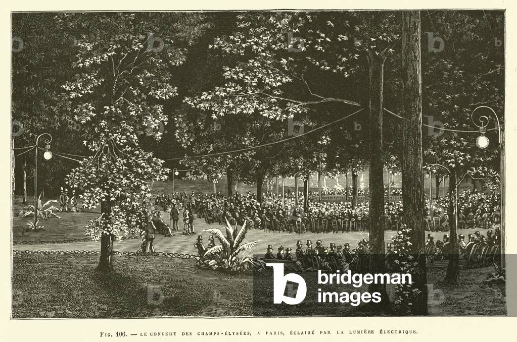 Le Concert Des Champs-Elysees, A Paris, Eclaire Par La Lumiere Electrique (engraving)